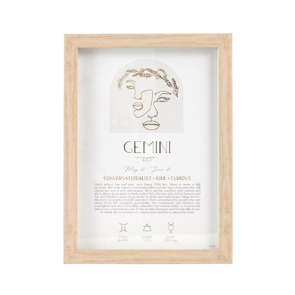 Splosh Mystique Framed Print Gemini Standing/Hanging Zodiac Home Decor 20x33cm