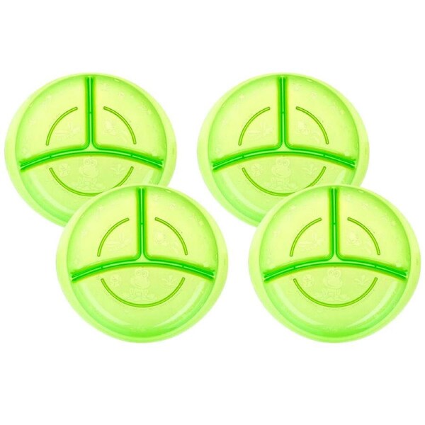 4x Nuby Embossed Fun Feeding Childrens Section Food Eating Plate Assorted