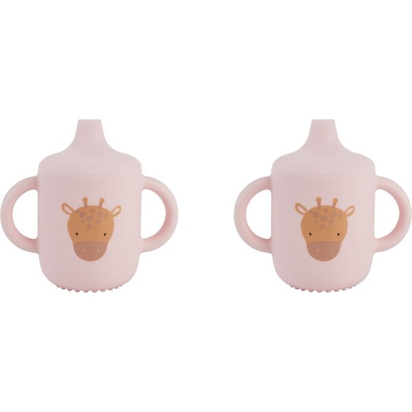 2x Splosh Baby Giraffe Silicone Sippy Cup w/ Handles Drinkware 12cm Pink 0+
