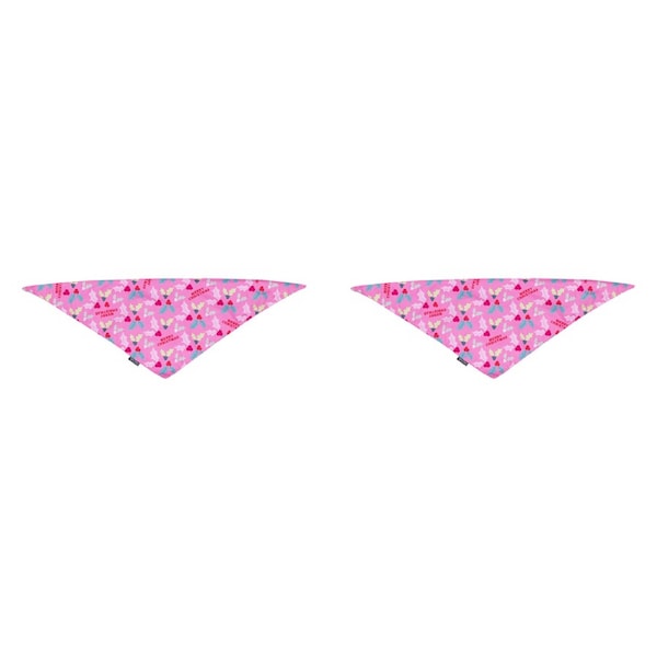 2x Splosh Christmas Holly Pet/Animal Dog Cotton Bandana Neck Collar 70x25cm Pink
