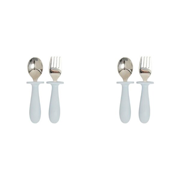 4pc Splosh Baby Lion Stainless Steel Silicone Cutlery Set Spoon/Fork Blue 0+