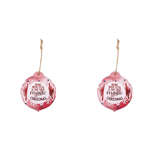 2x Splosh Christmas Magic Ceramic/Ribbon Keepsake Hanging Ornament 15.5cm Red