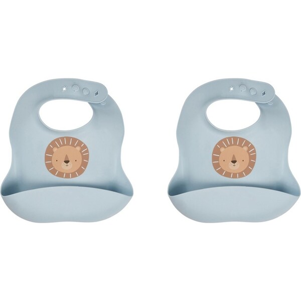 2x Splosh Baby Lion Silicone Feeding Bib Adjustable Food Catcher 24cm BLU 0+
