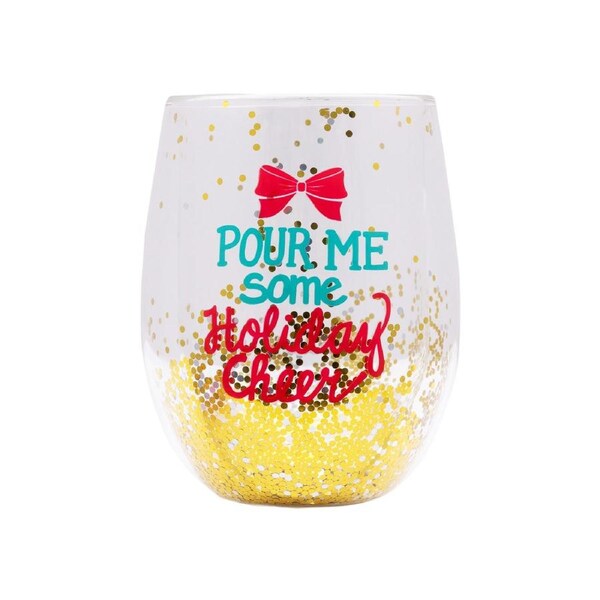 Splosh Christmas Cheers Stemless Glass Drinking Tumbler Water Cup Round 13cm