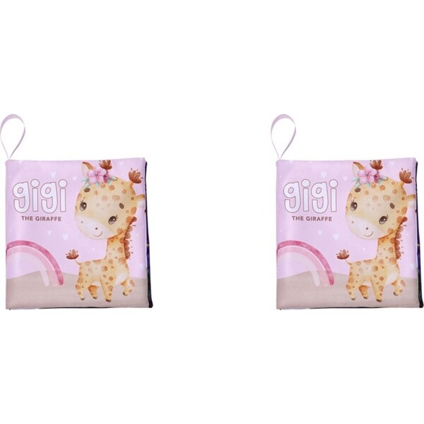 2x Splosh Baby Giraffe Cloth Book Sensory Educational Toy Polyester 18.5cm Pink