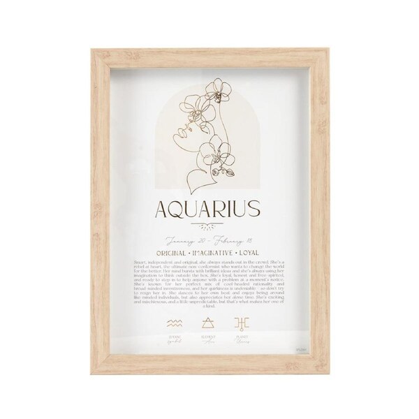 Splosh Mystique Framed Print Aquarius Standing/Hanging Zodiac Decor 20x33cm