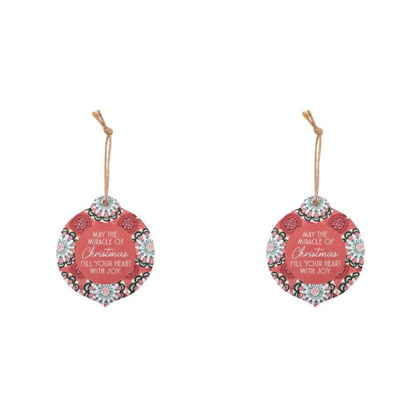 2x Splosh Christmas Joy Ceramic/Ribbon Keepsake Hanging Ornament Decor 15.5cm Rd