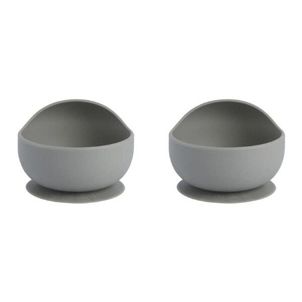 2x Splosh Baby Elephant Silicone Bowl w/ Suction Base Food Feeding 12cm Grey 0+