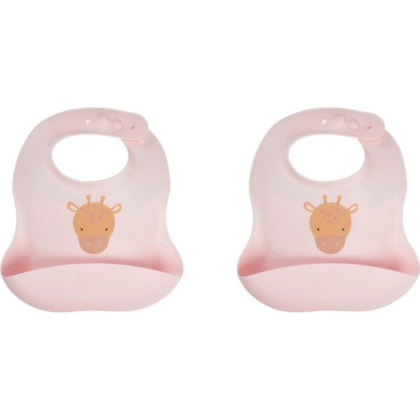 2x Splosh Baby Giraffe Feeding Bib Adjustable Food Catcher 23x24cm Pink 0+