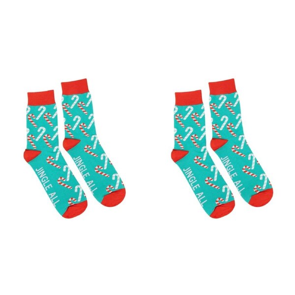 2x Splosh Christmas Candy Canes Fashion Printed Crew Socks One Size Adult Unisex