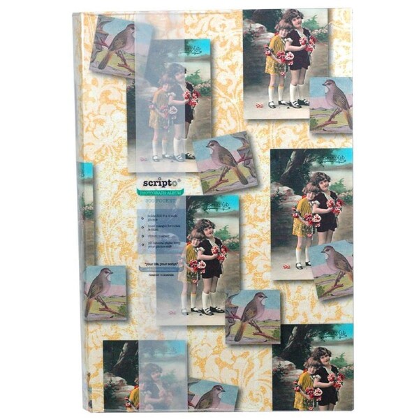 Scripto 300 Pocket Kids/Family Photo Album Hard Cover Book Sisters Themed
