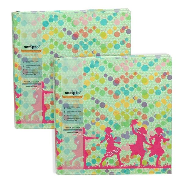 2x Scripto 200 Pocket 4x6'' Family Photo Album Hard Cover Book Playtime Themed