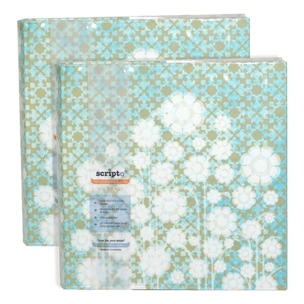2x Scripto 200 Pocket 4x6'' Family Photo Album Hard Cover Book Moroccan Flower