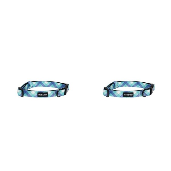 2x Splosh Frank Barker S Teal Gingham Dog Collar Adjustable Neck Strap 25-40cm