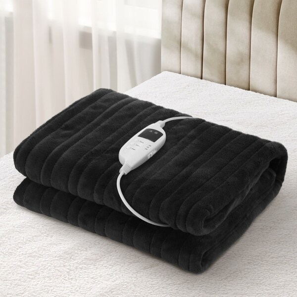Bedra Electric Heated Blanket Throw Rug - Black