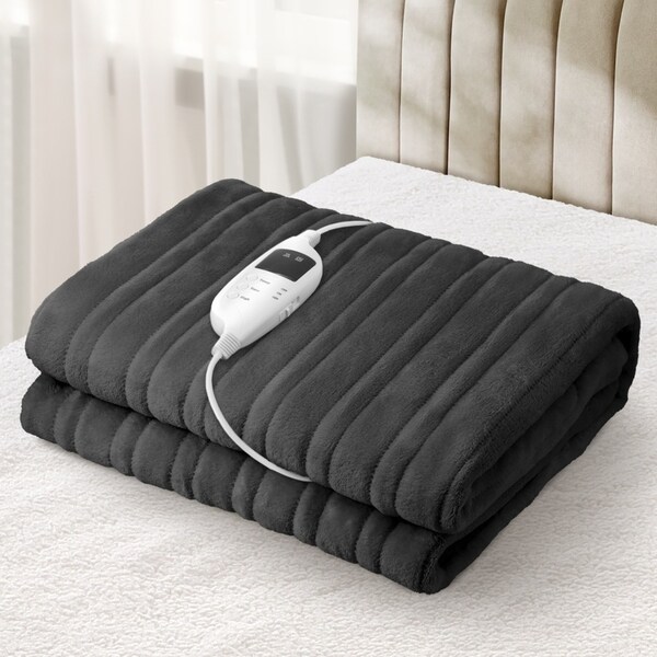 Electric Heated Throw Rug Washable Blanket with LED Display/9 Heat Levels/Timer