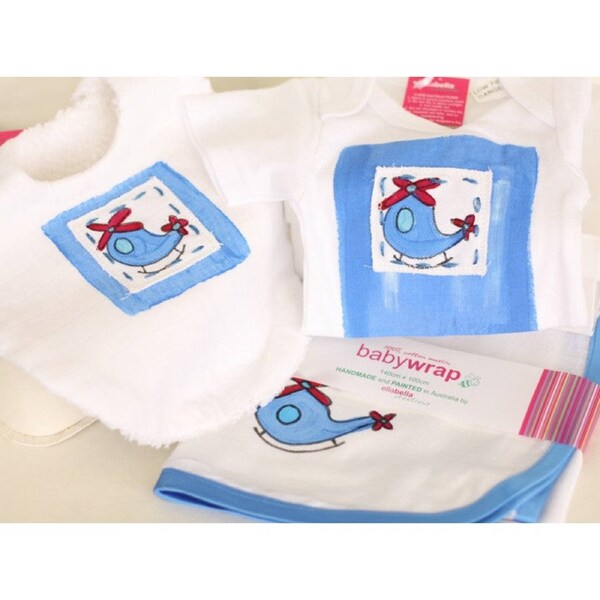 Ellabella - Baby Muslin Wrap Helicopter Print