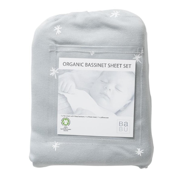 Babu Organic Bassinet Sheet Set Coastal Blue Star