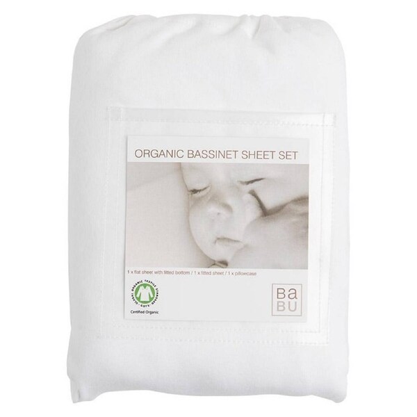 Babu Organic Bassinet Sheet Set White