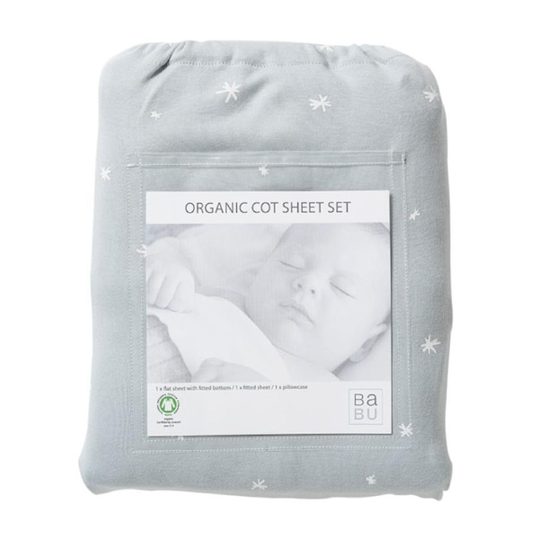 Babu Organic Cot Sheet Set Coastal Blue Star