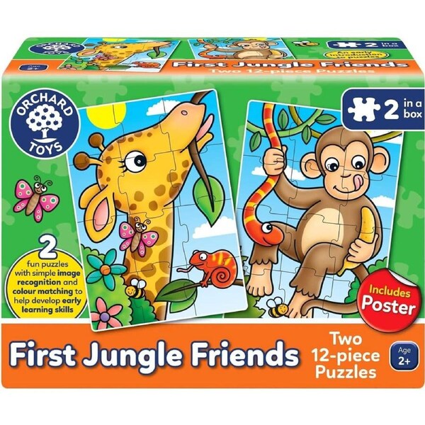 Orchard Toys - First Jungle Friends Jigsaw Puzzle 2 X 12 Pieces