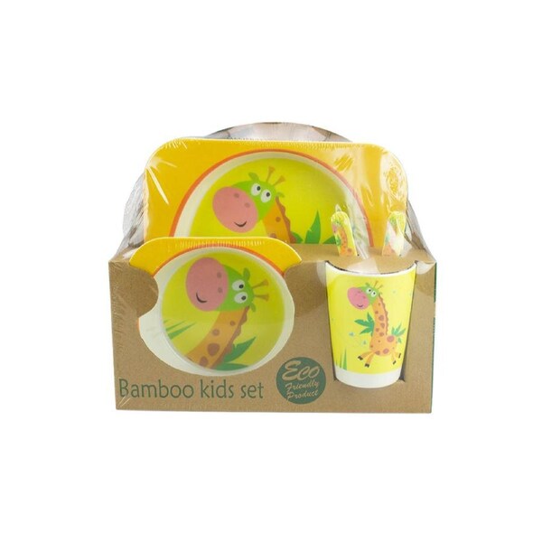 Bamboo Giraffe Dinner Set for Kids Eco Friendly Baby Meal Set by Baby & Me