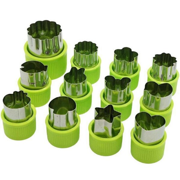Mini Fruit Vegetable Mold Cookie Shape Cutter Stainless Steel Mould Food - 12pcs