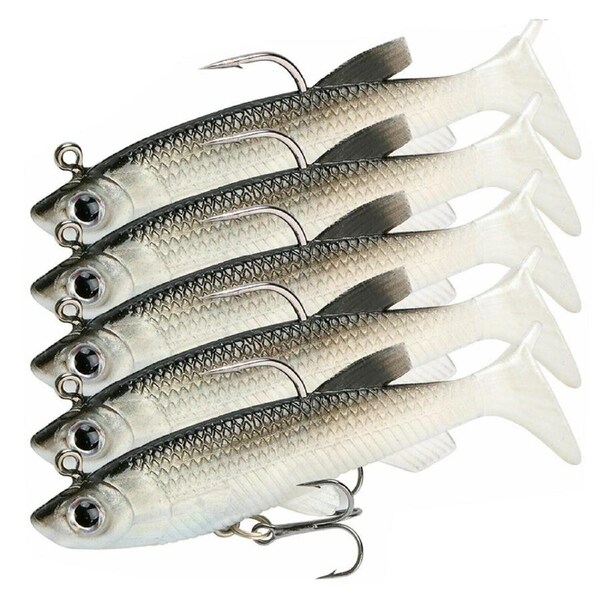 Soft Plastic Vibe Lures Poddy Mullet Flathead Jig Heads Barra Cod Fishing - 5x
