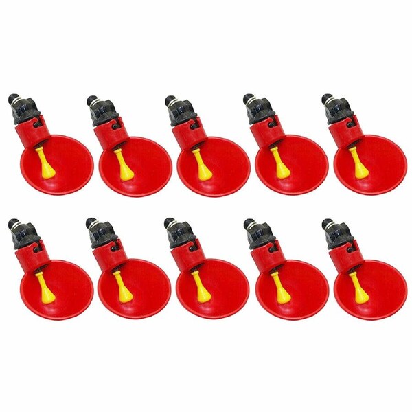Automatic Cups Water Feeder Drinker Chicken Waterer Poultry Chook Bird - 10x