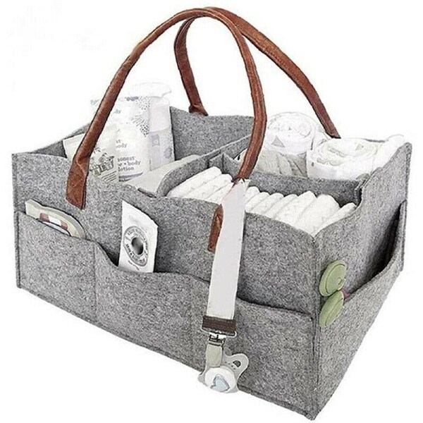 Diaper Caddy Nursery Storage Baby Organizer Basket Nappy Bin Infant Wipes Bag