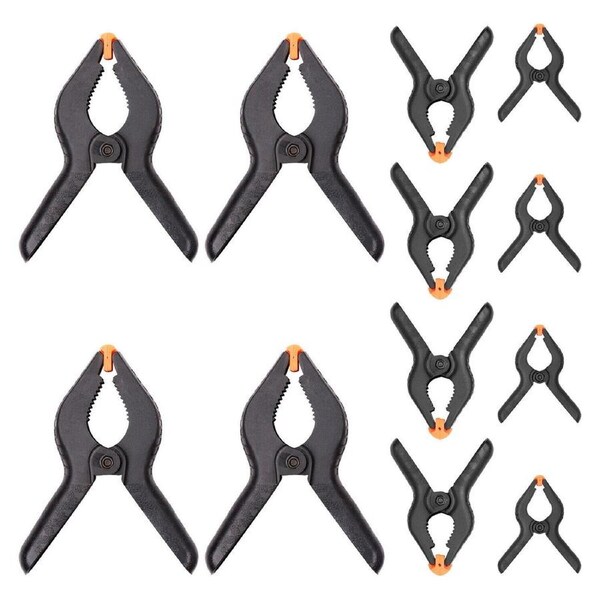Nylon Spring Clamps Set Quick DIY Tools Grip Clips Hard Plastic Heavy Duty - 12pcs
