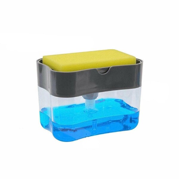 Soap Pump Dispenser Sponge Holder Kitchen Sink Washing Cleaning Tool - 2 In 1