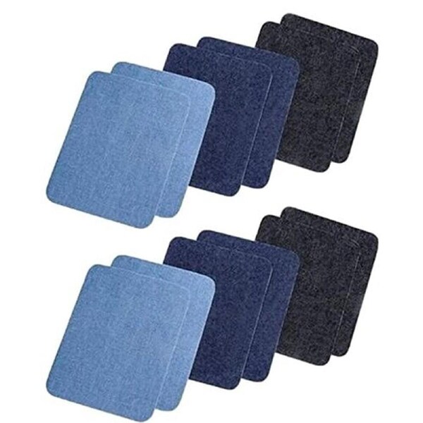 Assorted Iron On Denim Fabric Mending Patches Repair Kits For Denim Jeans - 12pcs