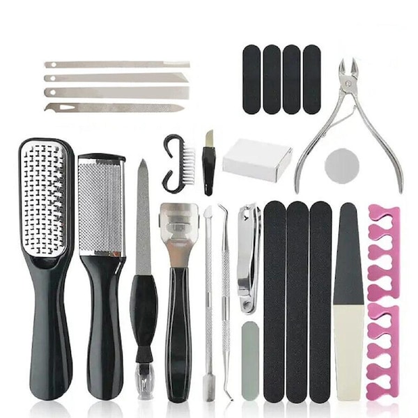 Deluxe Nail Care Set Manicure Pedicure Kit With Rasp File Scraper Tools - 27pcs