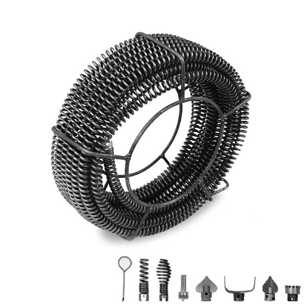 Plumber Drain Snake Pipe Cleaner Pipeline Sewer 12M 6 Drill Bit Tool