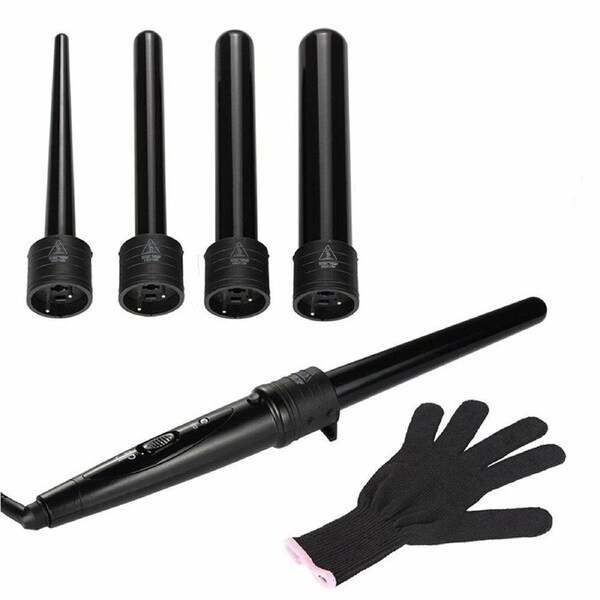 Interchangeable Ceramic Hair Curler Wand Set Styling Curling Iron Roller - 5 In 1