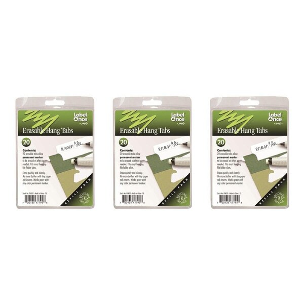 60pc Jokari 8cm Erasable Hang Tabs Label Maker Office Accessory Refill Pack WHT