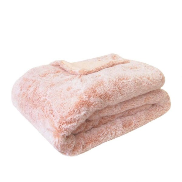 J. Elliot Home Layla Super Soft Faux Fur Throw Blanket 130x160cm Soft Pink