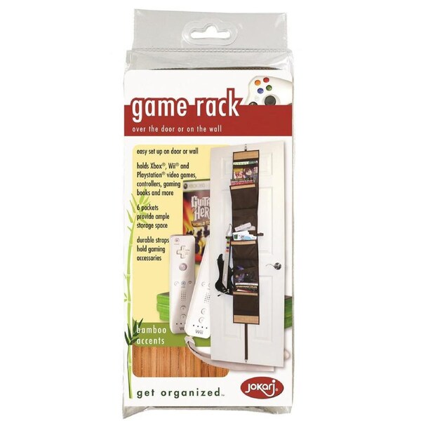 Jokari 26cm Game Rack Hanging Storage Home/Room Organiser w/ Bamboo Accent Brown