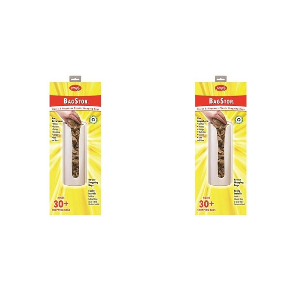 2x Jokari Bagstor Bin/Plastic Shopping Bag Dispenser Kitchen Organiser WHT 41cm