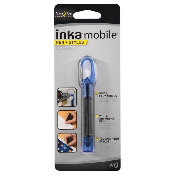 Nite Ize Inka Mobile Pen/Stylus w/ Carabiner For Writing/Touchscreen Device Blue