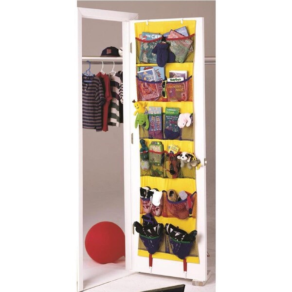 Jokari 50cm Kids Stuff Wall/Door Hanging Organiser Pocket/Shelf Storage Bag YLLW