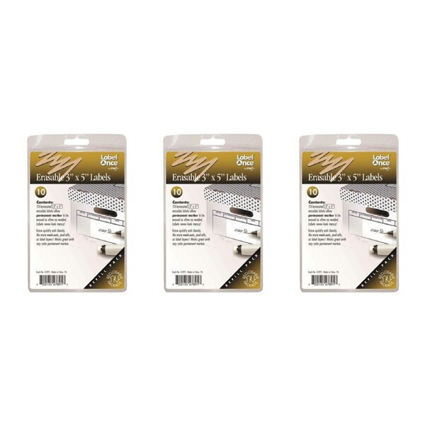 30pc Jokari Laminated Erasable 3x5in Labels Refill Pack Office File Sticker WHT