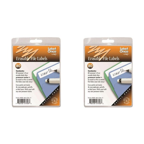 2x 80pc Jokari Laminated Erasable File Labels Refill Pack Office Organiser WHT