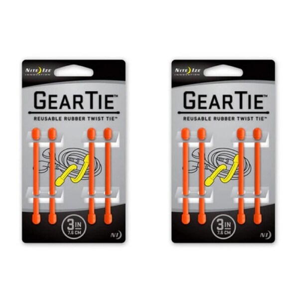 8pc Nite Ize 3in Rubber Gear Tie Blaze Reusable Wire Twist Organiser Orange
