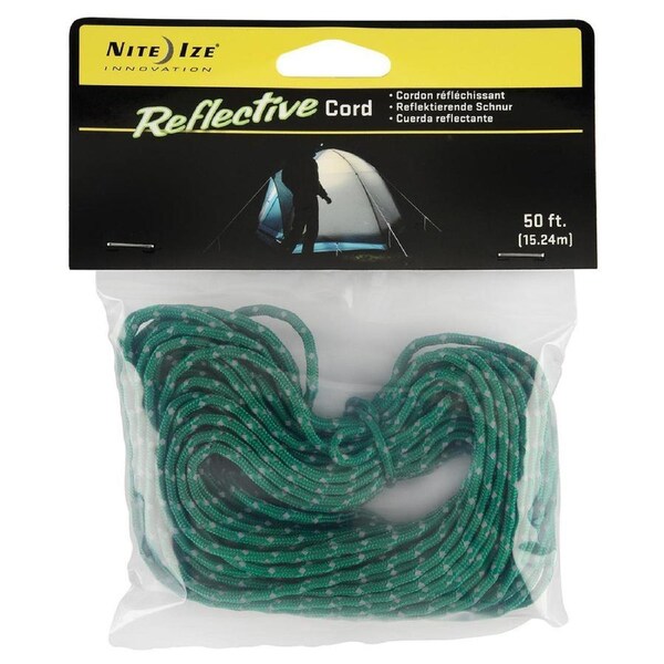 Nite Ize Reflective Rope Pack Hiking/Camping Tent Cord Accessory Green 50ft