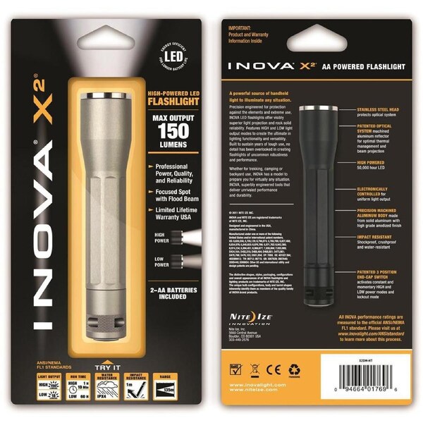 Nite Ize X2 Titanium 150lm LED Flashlight Outdoor Torch Camping Light Dual Mode