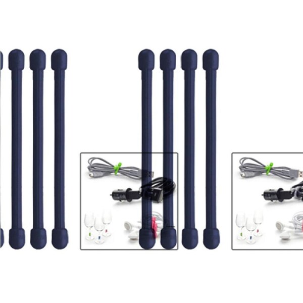 8pc Nite Ize 3in Rubber Gear Tie Reusable Wire Twist Cable Organiser Pack Navy