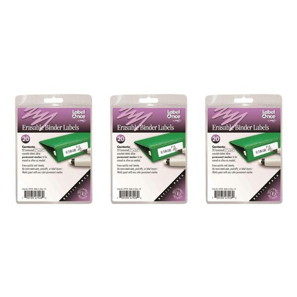 60pc Jokari Erasable Binder Labels Laminated Refill Pack Office File Organiser