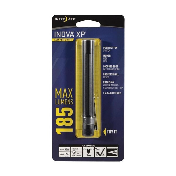 Nite Ize XP 12cm Aluminium 144lm LED Pen Light Pocket Torch Flashlight Black